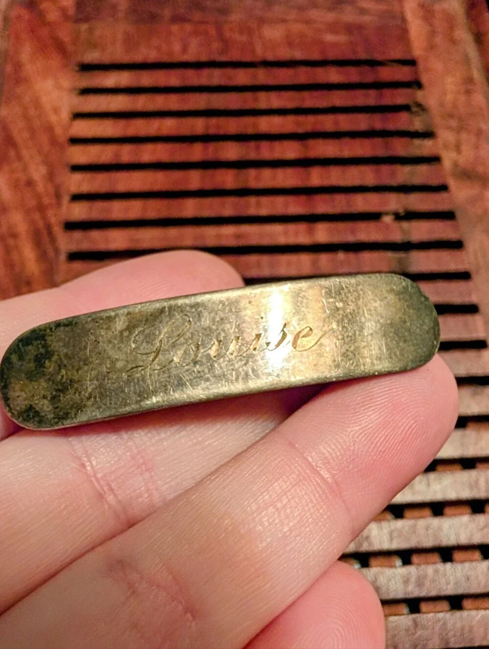 Antique Sterling Silver Engraved 'Louise' Barrette
